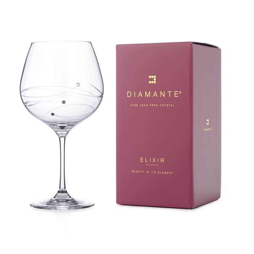 Diamante Spiral Gin Glass Adorned with Swarovski® Crystals – Single Glass